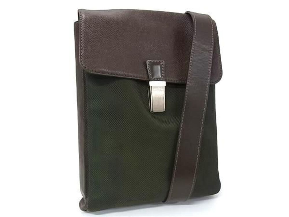 Louis Vuitton Taiga Saratove Shoulder Bag Crossbody Grizzly Khaki Green